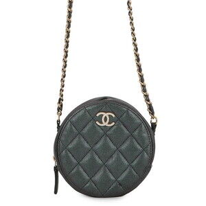 Chanel Chain Shoulder Bag, Coco Mark, Round, Caviar Skin, AP0245, CHANEL Hand...